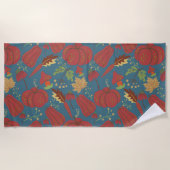 Pumpkin and carrot seamless pattern red and blue strandtuch (Vorderseite)