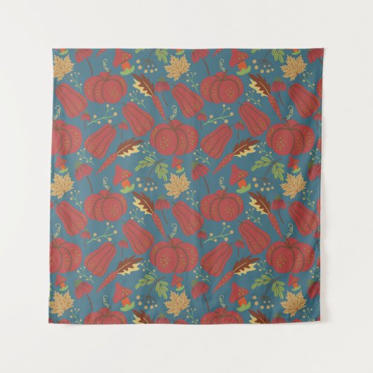 Pumpkin and carrot seamless pattern red and blue wandteppich (Vorderseite)