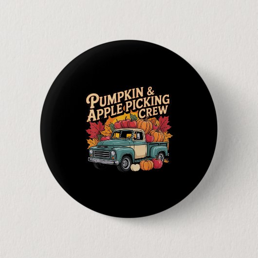 Pumpkin And Cking Crew Fall Harvest Thanksgiving Button (Vorderseite)