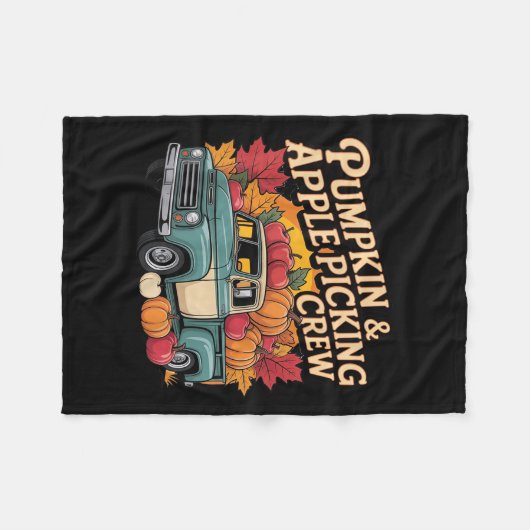 Pumpkin And Cking Crew Fall Harvest Thanksgiving  Fleecedecke (Vorderseite (Horizontal))