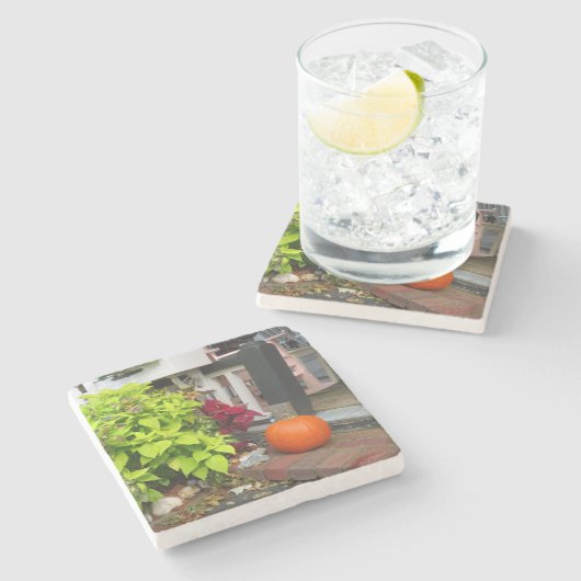 Pumpkin and Coleus - Martha's Vineyard Steinuntersetzer (Seitenansicht)