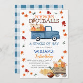 Pumpkin and Football Boy Baby Shower Einladung (Vorne/Hinten)