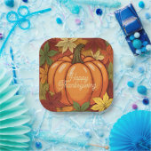 Pumpkin and Leaves Thanksgiving Pappteller (Party)