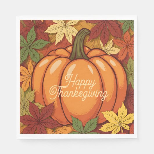 Pumpkin and Leaves Thanksgiving Serviette (Vorderseite)