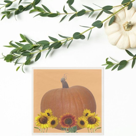 Pumpkin and Sunflowers Orange Thanksgiving Serviette