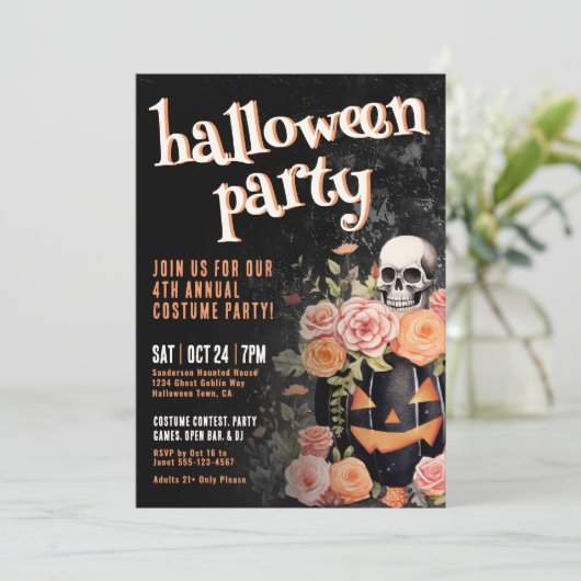 Pumpkin Annual Costume Halloween-Party Einladung (Stehend Vorderseite)