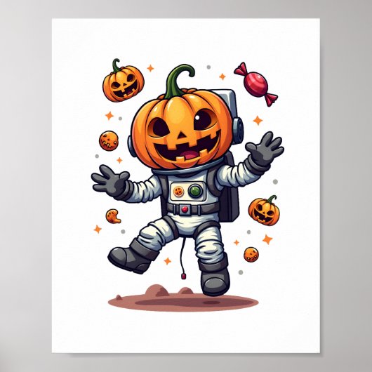 Pumpkin Astronaut - Spooky Space Explorer Shirt Poster (Vorne)