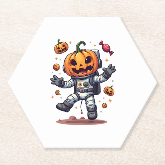Pumpkin Astronaut - Spooky Space Explorer Shirt Untersetzer (Vorderseite)