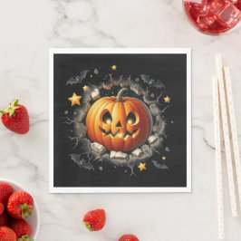 Pumpkin auf Black Napkin Serviette