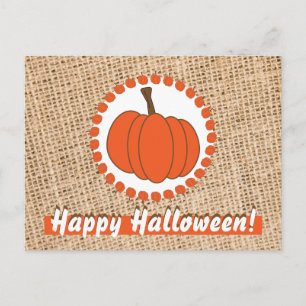 Pumpkin auf Burlap Halloween Postkarte