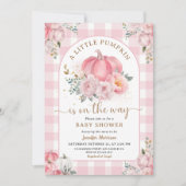 Pumpkin auf dem Weg Babydusche Mädchen rosa Fall Einladung (Vorderseite)