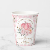 Pumpkin auf dem Weg Babydusche Mädchen rosa Fall Pappbecher (Rückseite)