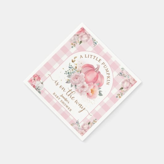 Pumpkin auf dem Weg Babydusche Mädchen rosa Fall Serviette (Ecke)