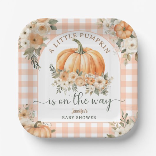 Pumpkin auf dem Weg Fall Baby Duschgeschlecht neut Pappteller (Vorderseite)