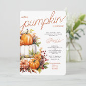 Pumpkin auf dem Weg Windeln Cake Fall Baby Dusche Einladung (Stehend Vorderseite)