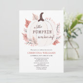 Pumpkin auf ihrem Weg Fall Wasserfarbe Babydusche Einladung (Stehend Vorderseite)