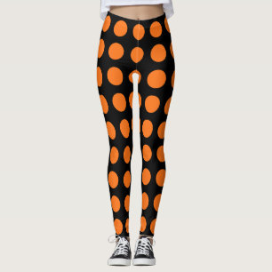 Pumpkin auf schwarz große horizontale Polka-Punkte Leggings