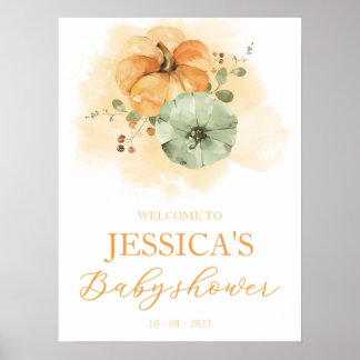 Pumpkin Autumn Baby Dusche Begrüßungszeichen Poster