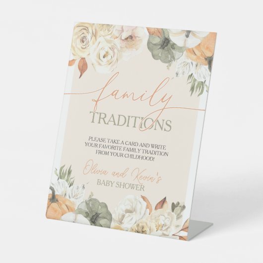 Pumpkin Autumn Baby Shower Family Traditionen Sockelschild (Vorderseite)