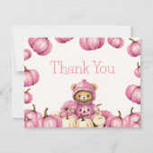 Pumpkin Autumn Bear Danke Karte (Vorderseite)