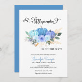 Pumpkin Autumn Blue Boy Baby Showdusche Einladung (Vorne/Hinten)