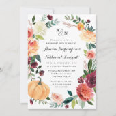 Pumpkin Autumn Chic floral Rustic Engagement Party Einladung (Vorderseite)