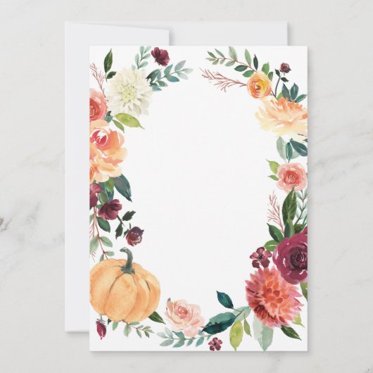 Pumpkin Autumn Chic floral Rustic Engagement Party Einladung (Rückseite)