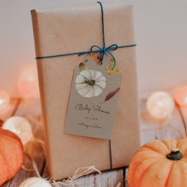 Pumpkin Autumn Floral Monogram Baby Shooting Geschenkanhänger