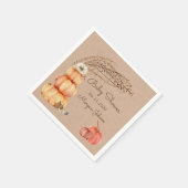 Pumpkin Autumn Floral Monogram Baby Shooting Serviette (Ecke)