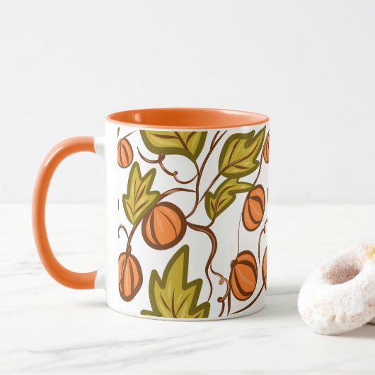 Pumpkin Autumn Hand Drawing Tasse (Mit Donut)