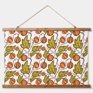 Pumpkin Autumn Hand Drawing Wandteppich Mit Holzrahmen