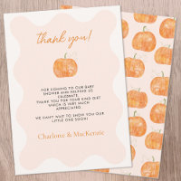 Pumpkin Autumn Herbst Baby Dusche Danke Karte