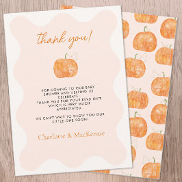 Pumpkin Autumn Herbst Baby Dusche Danke Karte