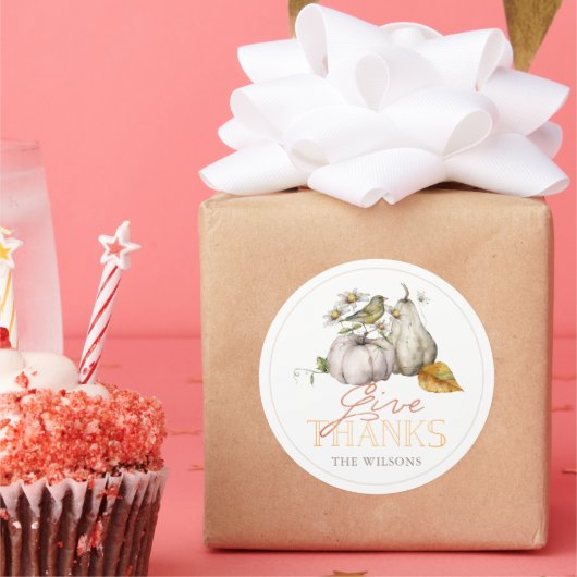 Pumpkin Autumn Leaves Bird Erntedank Runder Aufkleber (Party)