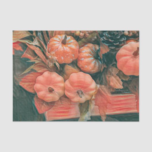 Pumpkin Autumn Orange Green Rustica Seidenpapier (Vorderseite)