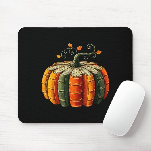Pumpkin Autumn Season Book Lover Books Reading Hal Mousepad (Mit Mouse)
