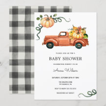 Pumpkin Autumn Truck Baby Dusche