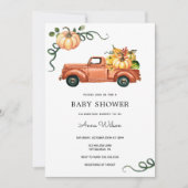 Pumpkin Autumn Truck Baby Dusche Einladung (Vorderseite)
