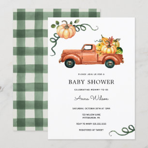 Pumpkin Autumn Truck Baby Dusche Einladung