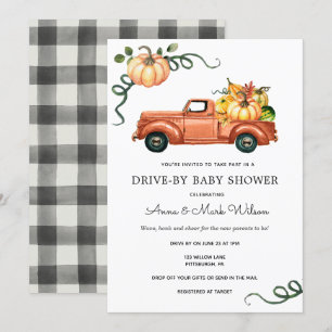 Pumpkin Autumn Truck Drive by Baby Shower Einladung