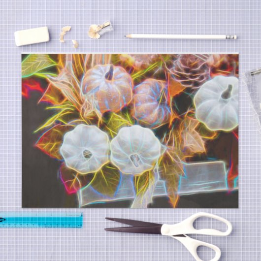 Pumpkin Autumn White Orange Glows Seidenpapier (Handwerk)