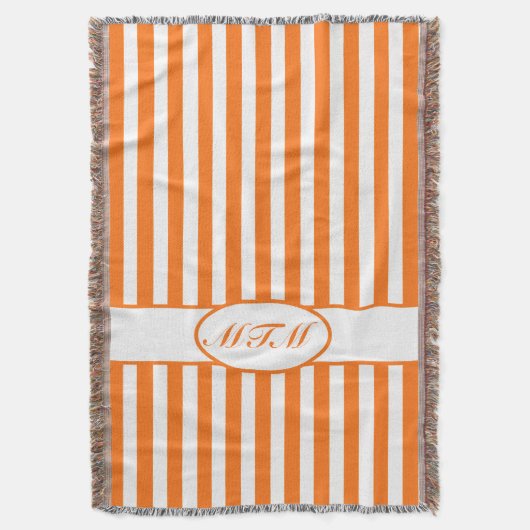 Pumpkin Autumnal Streifen mit Monogramm Decke (Vorderseite Vertikal)