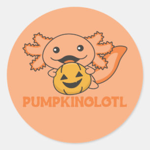 Pumpkin Axolotl liebt Niedliche Tiere zu Halloween Runder Aufkleber