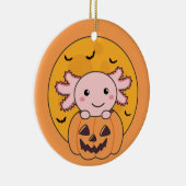 Pumpkin Axolotl liebt süße Tiere zu Halloween Keramik Ornament (Rechts)