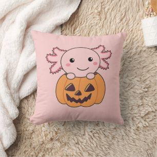 Pumpkin Axolotl liebt süße Tiere zu Halloween Kissen