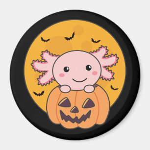 Pumpkin Axolotl liebt süße Tiere zu Halloween Magnet