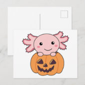 Pumpkin Axolotl Lovers Sweet Animals For Halloween Postkarte (Vorne/Hinten)