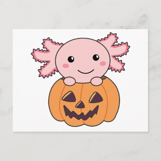 Pumpkin Axolotl Lovers Sweet Animals For Halloween Postkarte (Vorderseite)