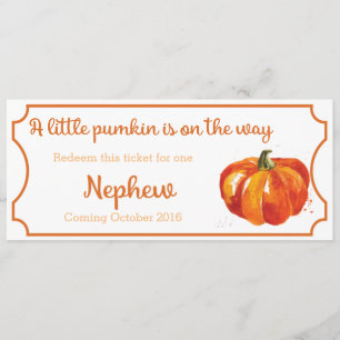 Pumpkin Baby Announcement Ticket Newphew Ankündigung