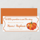 Pumpkin baby Announcement Ticket Niece / Nephew Ankündigung (Vorne/Hinten)